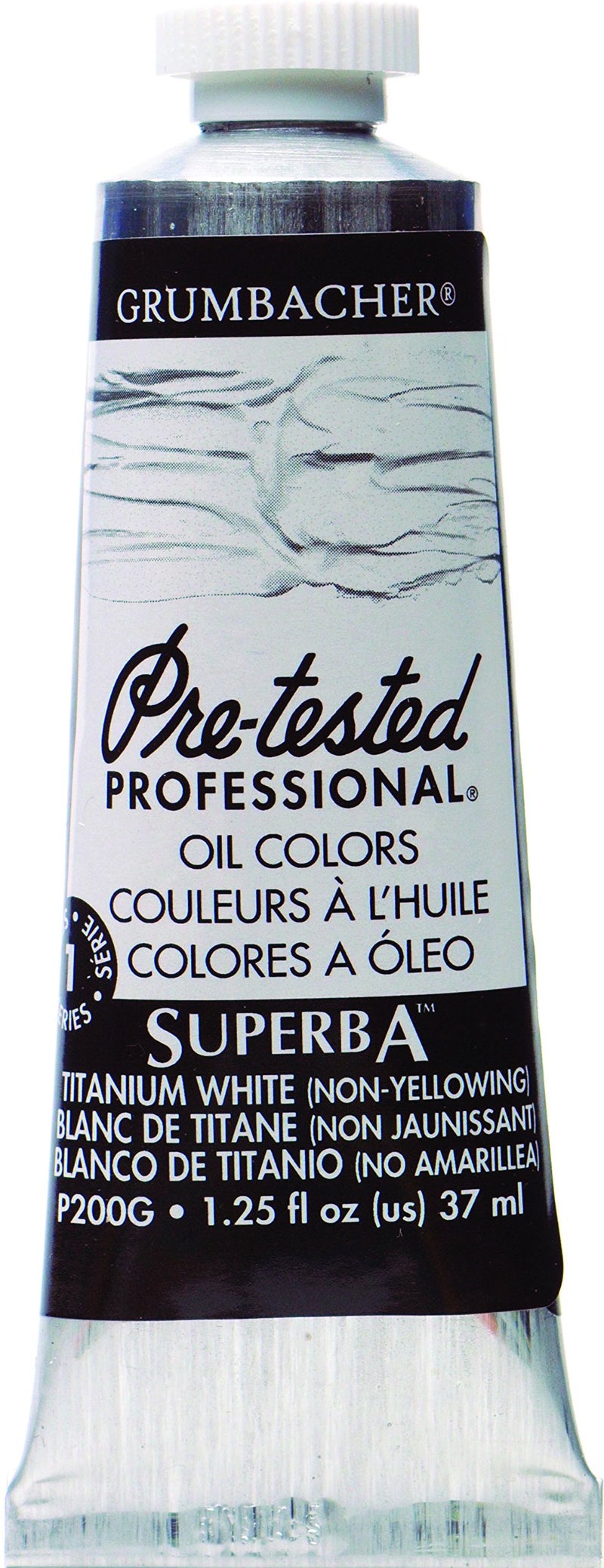 Grumbacher Pre-Tested Oil Paint, 37ml/1.25 oz., Superba White (P200G) - Image 1